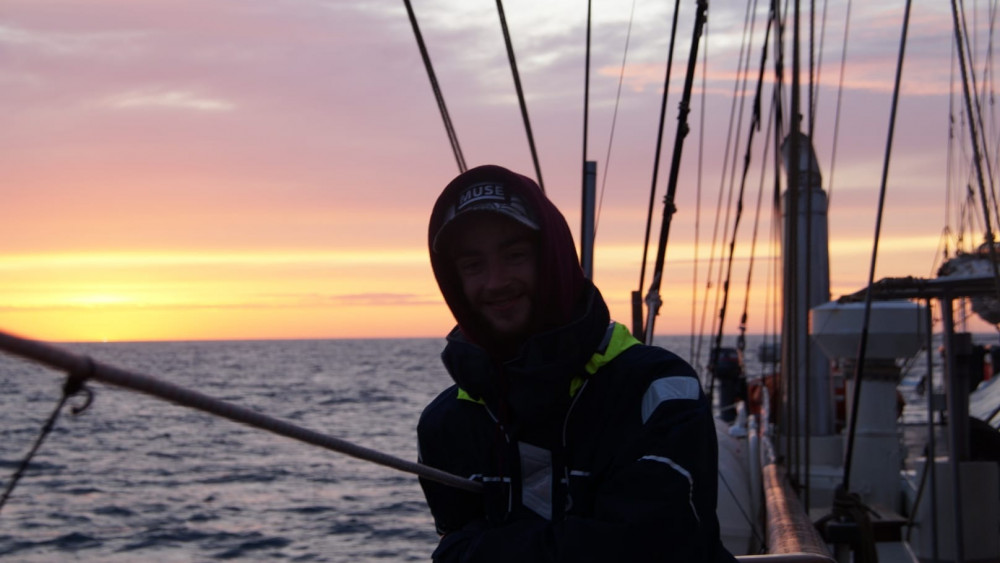Erik Bobeldijk aan boord van Sailschip