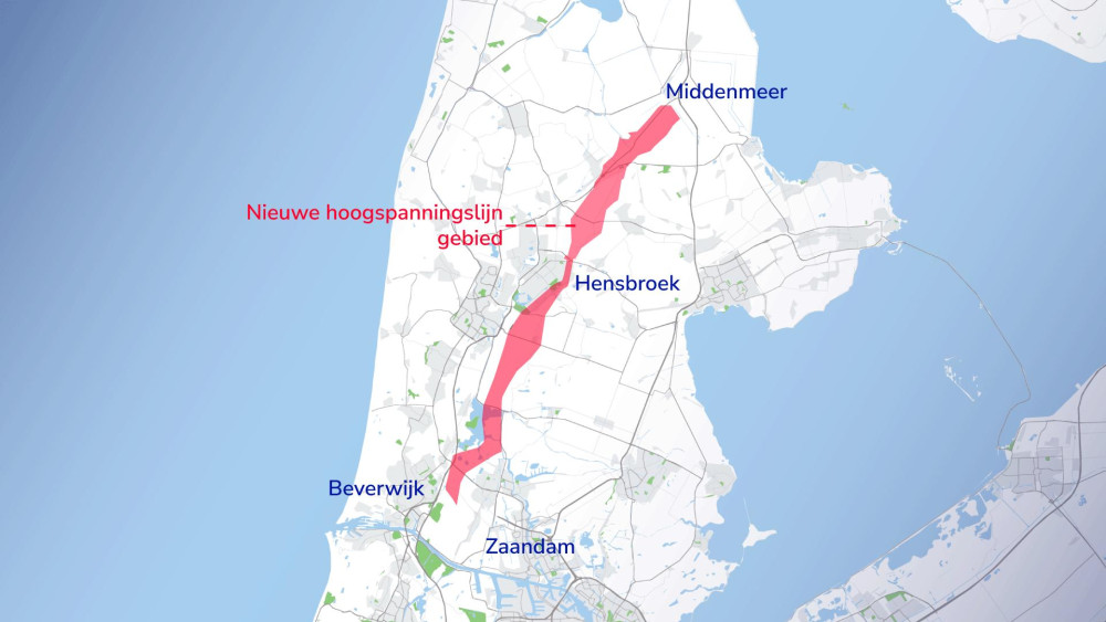 Het voorgenomen trac&eacute; van de hoogspanningslijn