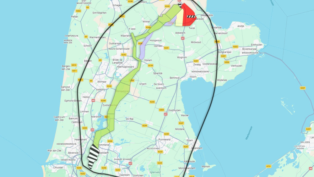 Voorkeursroute kabinet hoogspanningslijn Noord-Holland Noord
